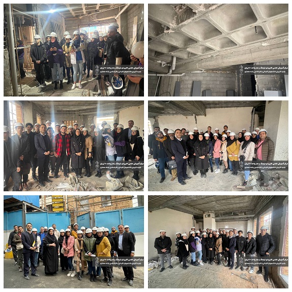 کاربینی دانشجویان رشته معماری داخلی از ساختمان در حال ساخت 