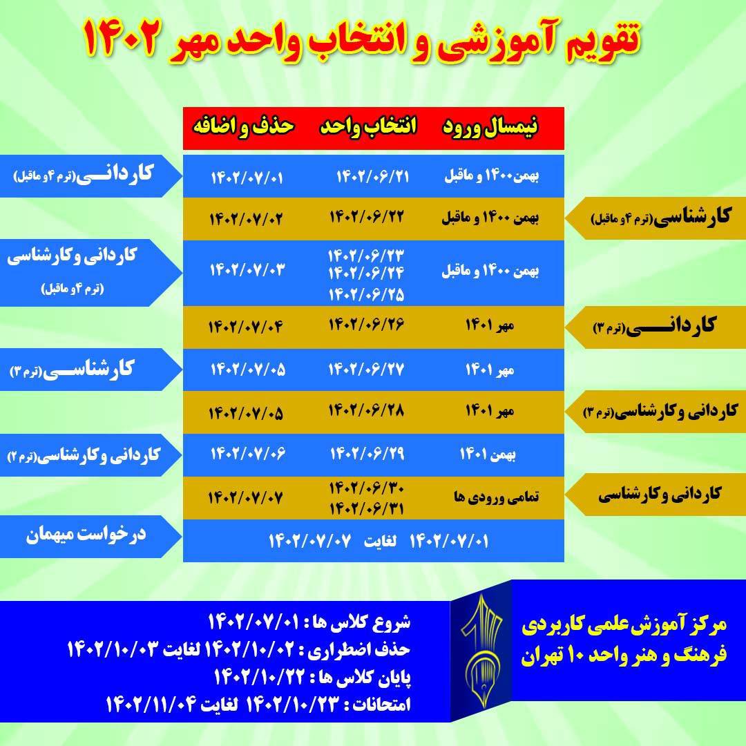 انتخاب واحد دانشگاه علمی کاربردی تهران